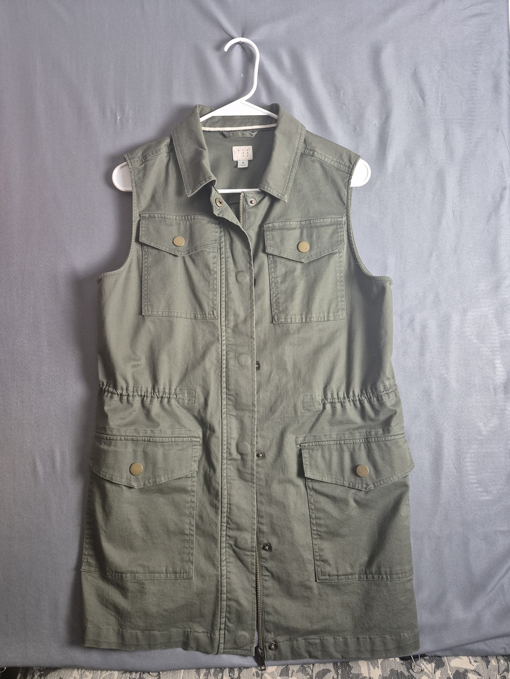 Sleeveless Utility Jacket Dress - Olive Green.  Womens.Size Med